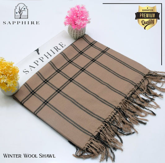 Sapphire Wool Shawl Brown Check