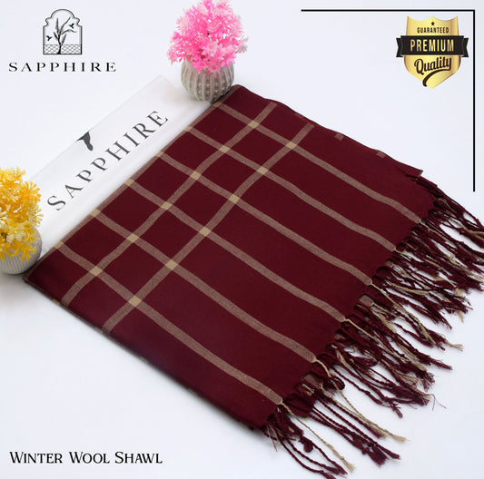 Sapphire Wool Shawl Mehroon Check