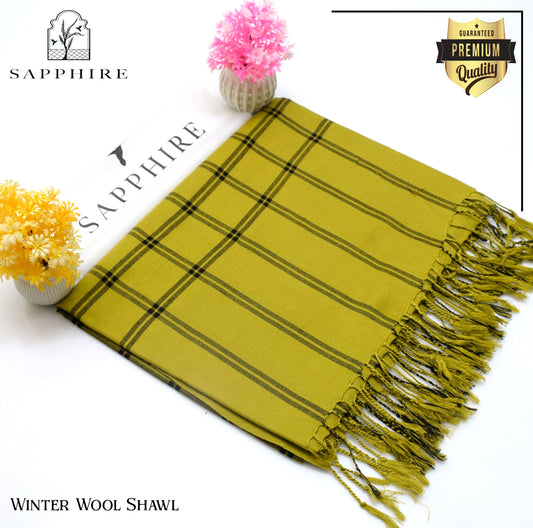 Sapphire Wool Shawl Mustard Check