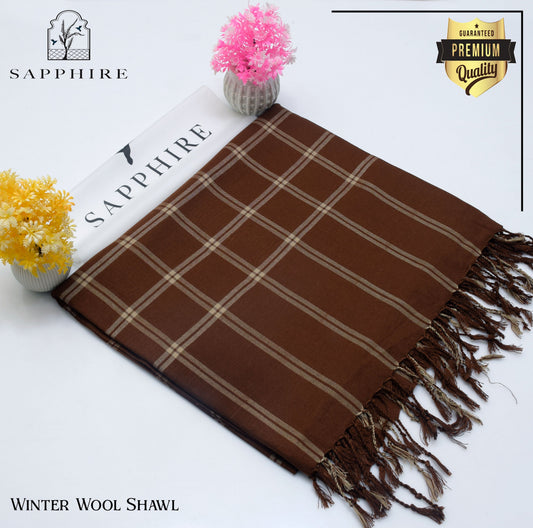 Sapphire Wool Shawl Chocolate Brwn Check