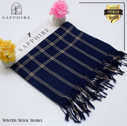Sapphire Wool Shawl Blue Check